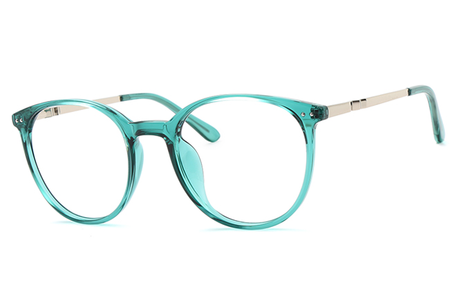 

200602 Round Spring Hinge Eyeglasses, Green