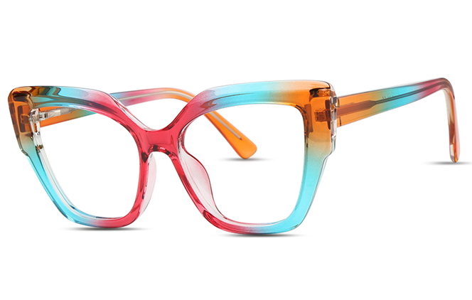 

200643 Cateye Spring Hinge Eyeglasses, Rainbow;black