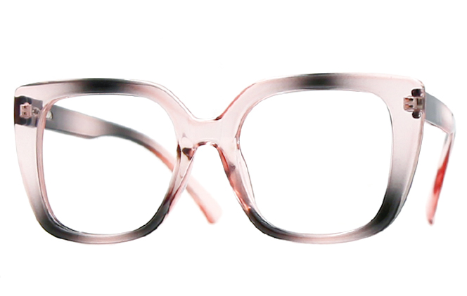 

200733 Square Spring Hinge Eyeglasses, Pink;green