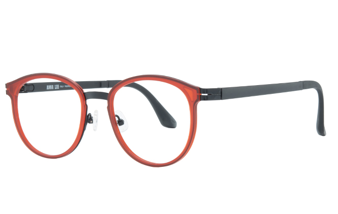 

200756 Round Eyeglasses, Red and black