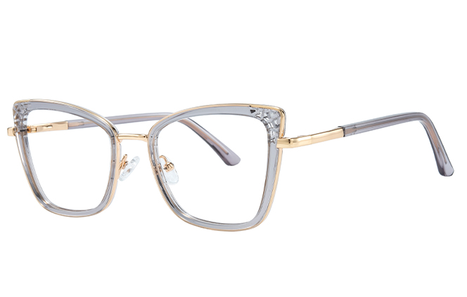 

200841 Cateye Spring Hinge Eyeglasses, Clear;grey
