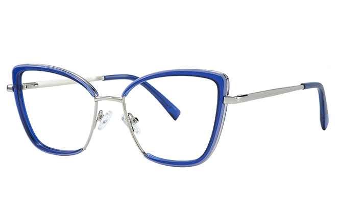 

200843 Cateye Spring Hinge Eyeglasses, Clear;blue