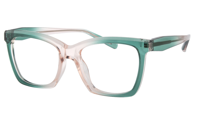 

200846 Cateye Spring Hinge Eyeglasses, Green and amber;blue and amber