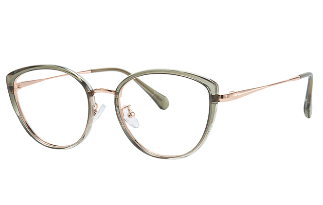 

200887 Cateye Eyeglasses, Grey;atrovirens