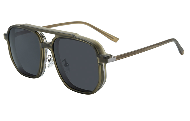 

200949 Aviator Magnetic Clip on Eyeglasses, Olive green