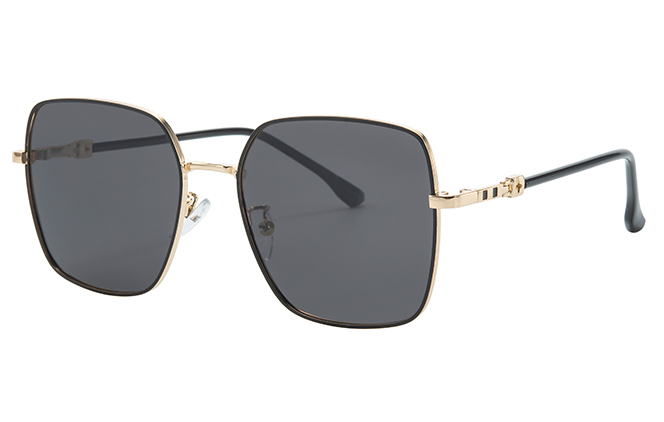 

400246 Square Sunglasses, Black and gold