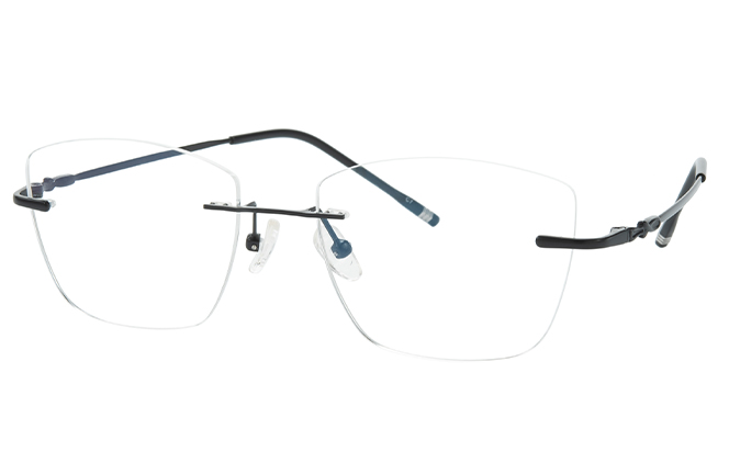 

500025 Rimless Rectangle Eyeglasses, Black;rose gold