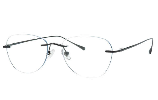 

500026 Rimless Rectangle Eyeglasses, Silver;black