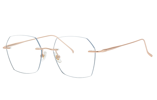 

500028 Rimless Geometric Eyeglasses, Rose gold;silver